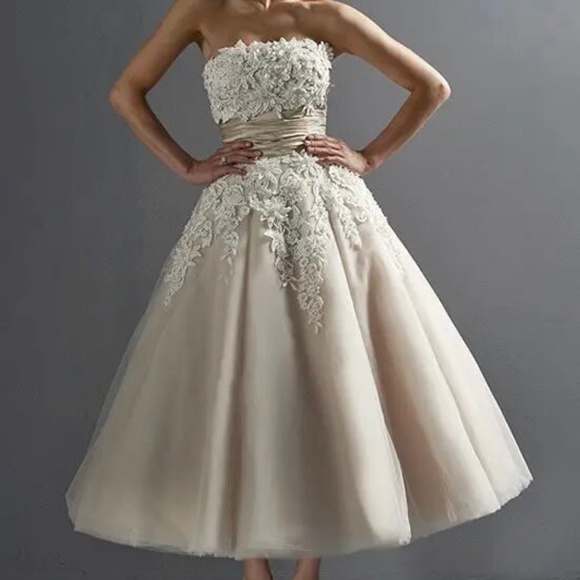 Justin Alexander Tea-length wedding dress - Picture 1 of 12